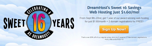 DreamHosts Sweet 16 Savings Web Hosting