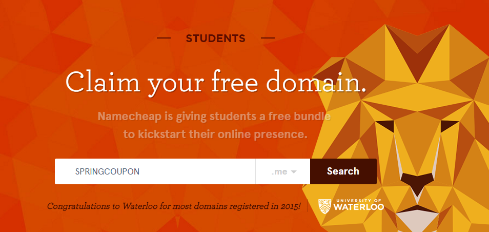 Let Get Free Me Domain Name For Students At Namecheap Spring Coupon