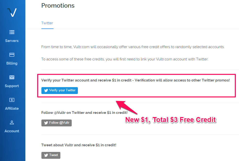 Vultr Twitter Free Credit