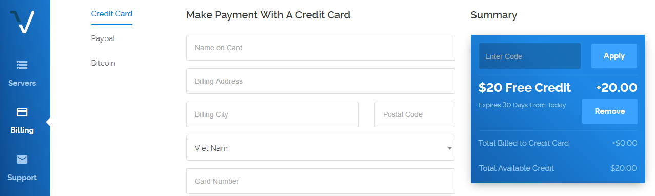 Vultr free 20 dollar credit