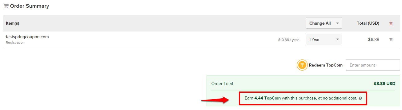 Earn 4.44 TopCoin with the order