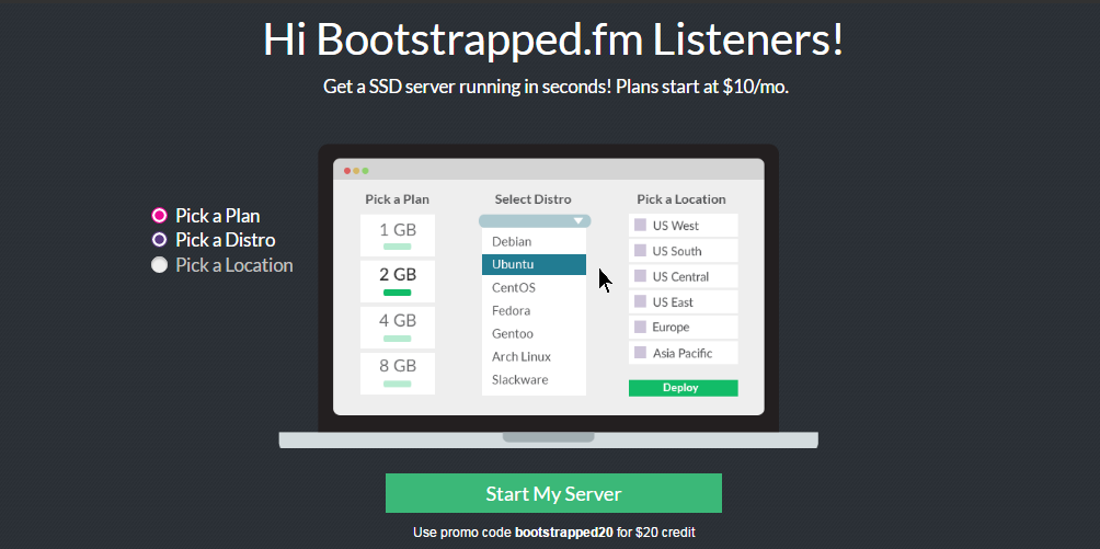 Linode free 20 usd credit bootstrapped