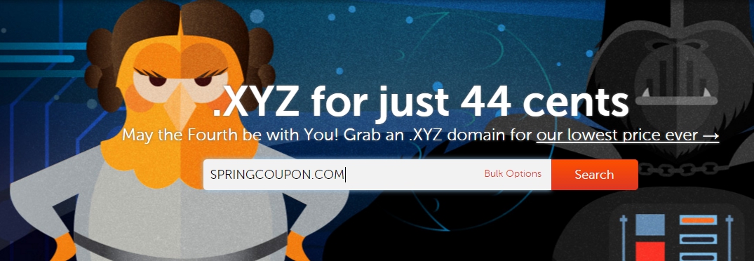 Namecheap Star Wars day sale .XYZ 44 cents