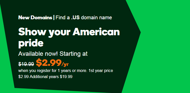 .US domain just 2.99 usd GoDaddy