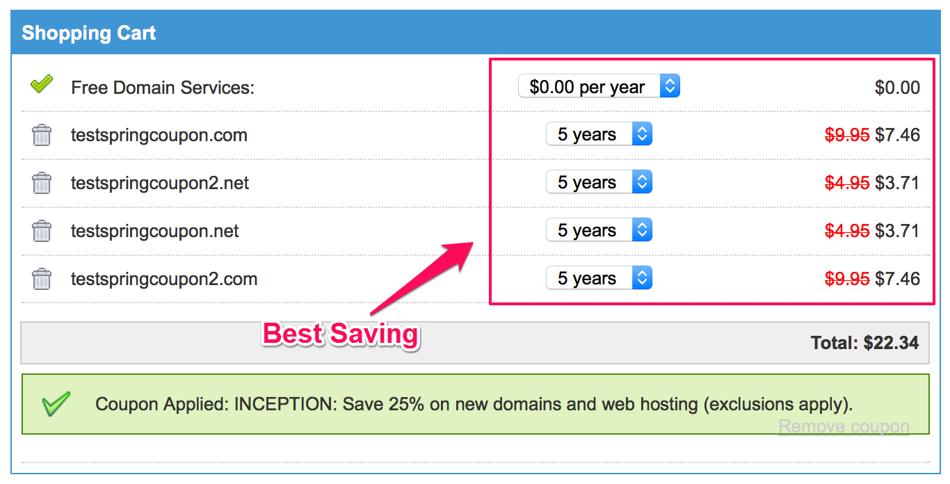 Best saving on .COM and .NET domains, from 0.74 usd