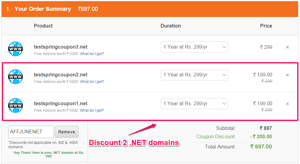 BigRock .NET domain Rs 199