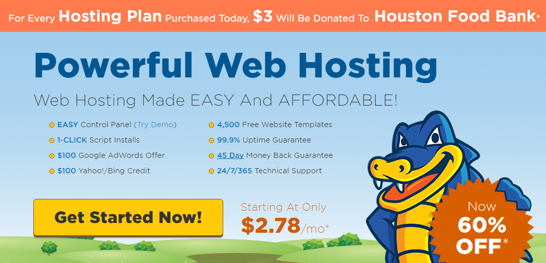 Flash Sale HostGator discount 60 Off hosting, domain 5 usd