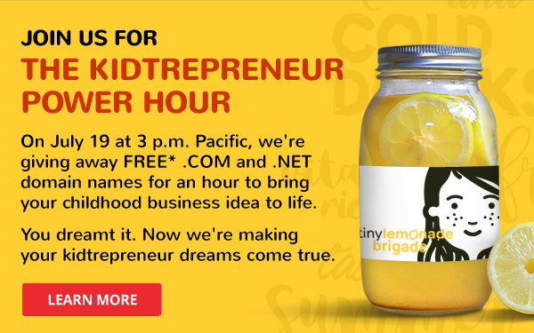 Free .COM and .NET Domain Names on Domain.com Kidtrepreneur Power Hour