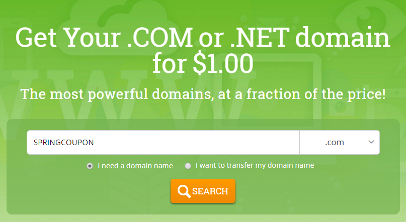 HostPapa .COM and .NET domain for 1 usd