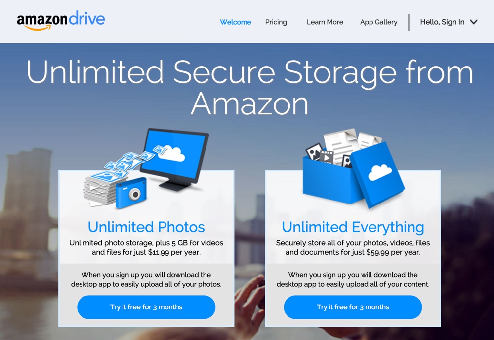 Try Amazon Drive Free for the First 3 Months, Unlimited Secure Storage