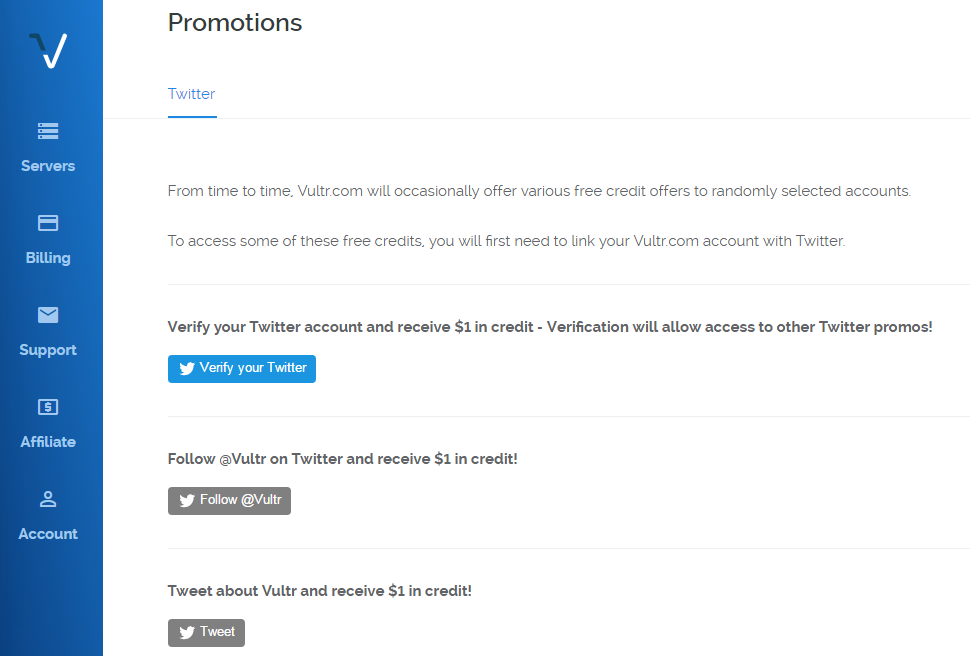 Vultr Twitter New Promotions