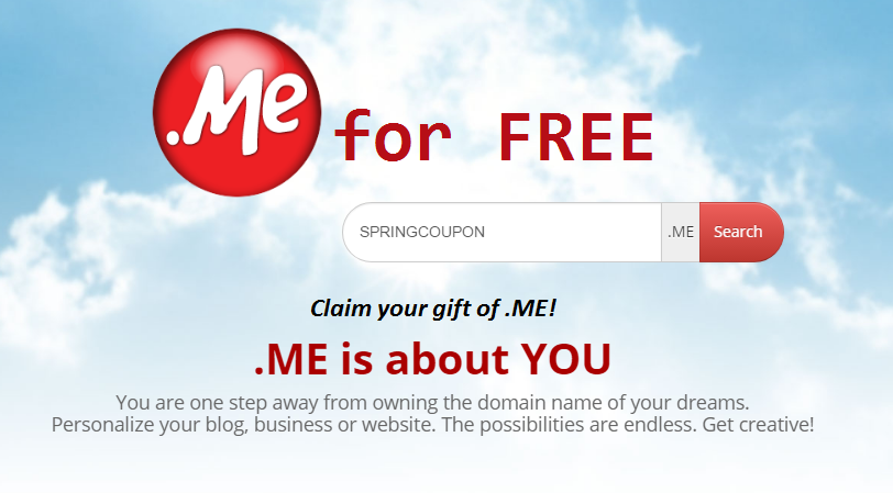 Don't Hesitate and Take Your FREE .ME Domain Now Spring