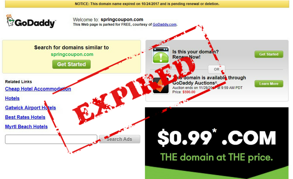 Remember To Renew Your Godaddy Domains Within 30 Days After Expiry Spring Coupon