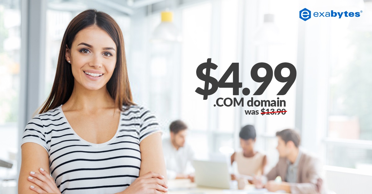 Register .COMs for Only $4.99 Each at Exabytes - Spring Coupon